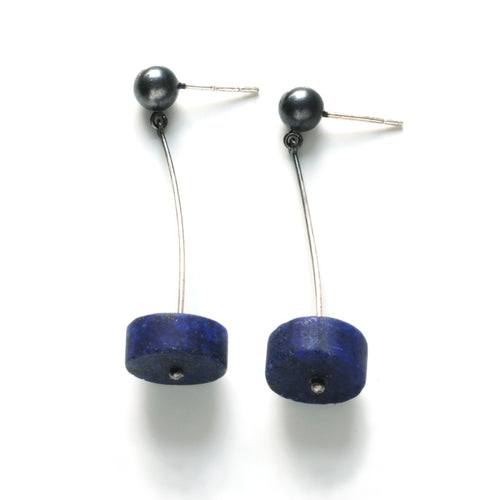 TP01PE - Long Drop Earrings with Lapis Wheel, post