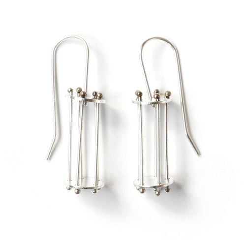 YD05E - Vertical Round Cage Earrings