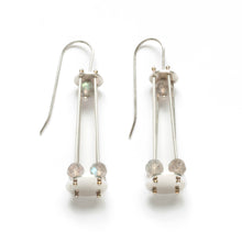 YD07E - Long Cage Earrings with Gemstone Beads