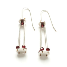 YD07E - Long Cage Earrings with Gemstone Beads